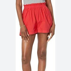 NWT Monrow Poplin Paperbag Fire Coral Pull On Shorts Womens XS